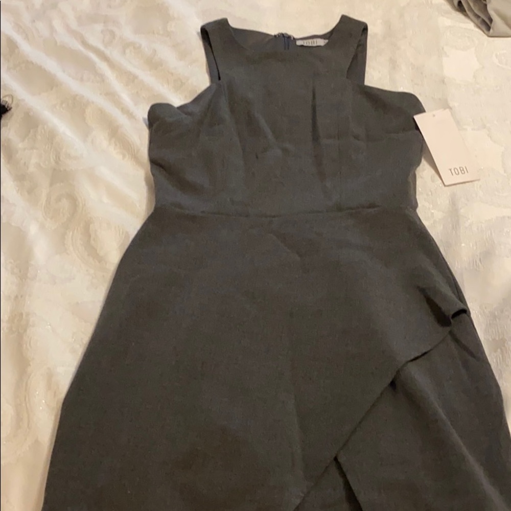 TOBI NWT grey cross front dress
